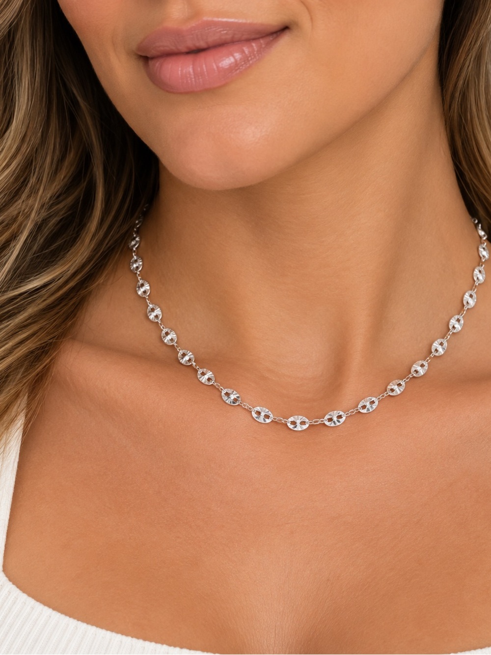 Oshena‎ Designer Beachwear mariner dainty gleam Silver Necklace